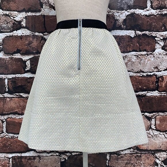 Anthropologie Ganni Mini Skirt Programme Triangle Pockets Gray Gold Medium M - Picture 9 of 14